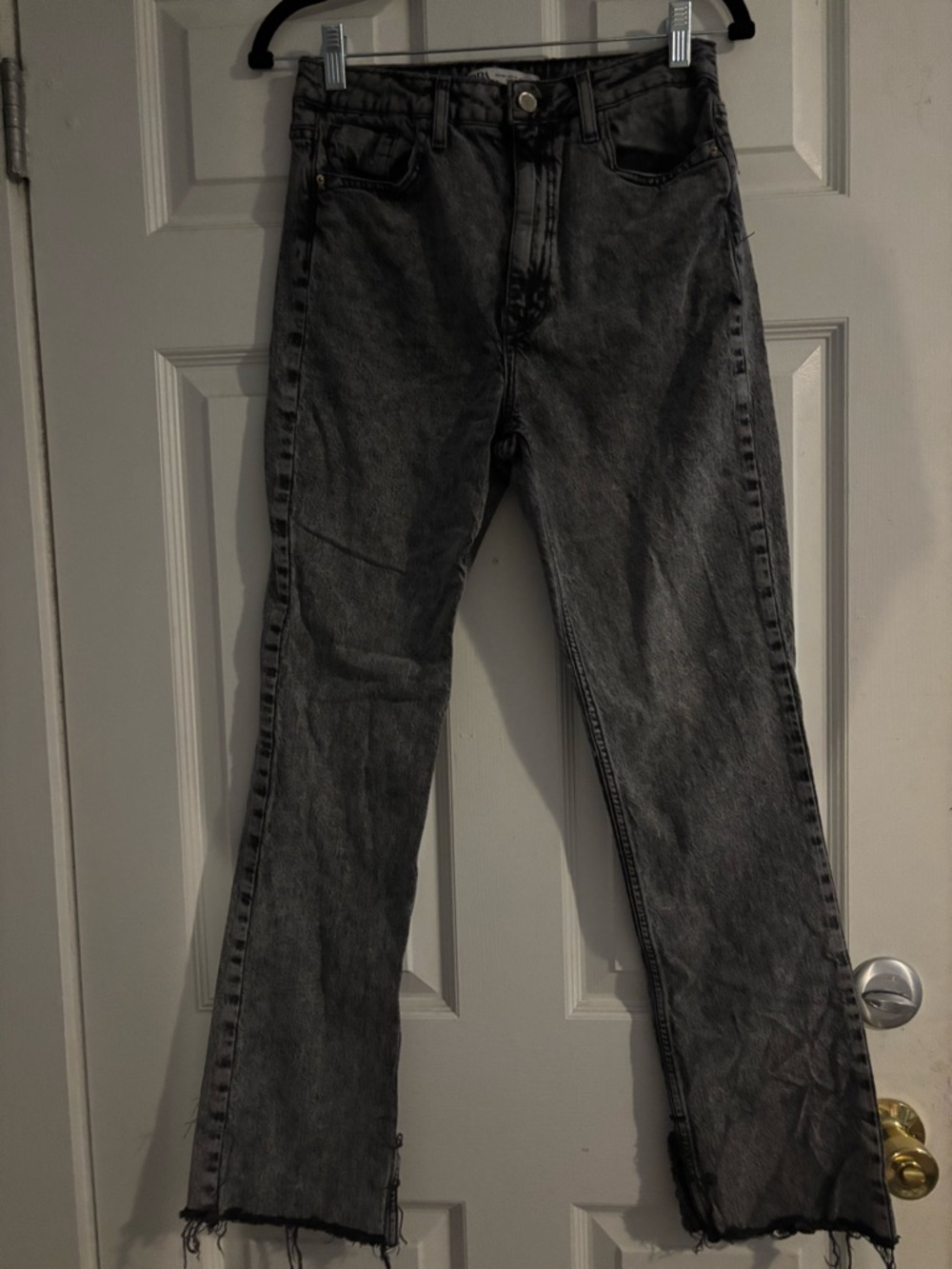 Zara Washed Black High-Rise Straight Jeans
